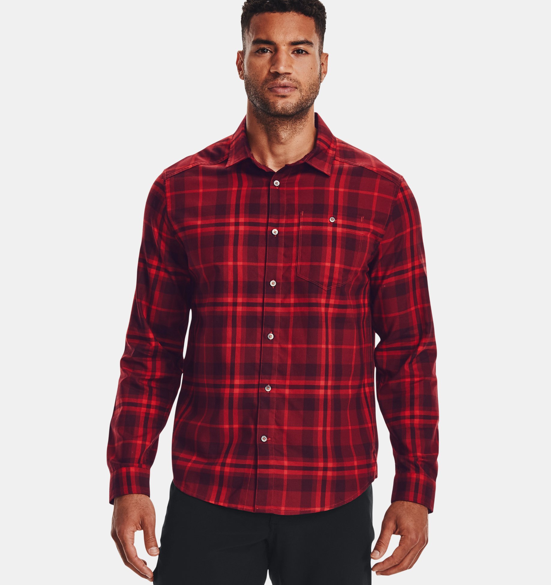 Under Armour 1345989688LG Tradesman Flannel 2.0 Red Large Botton Down Men's 